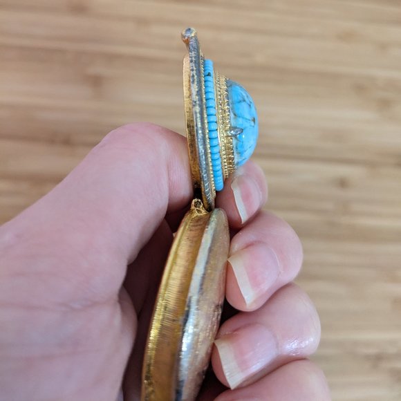 Vintage 1960s Florenza Turquoise & Gold Pill Box - Picture 5 of 5